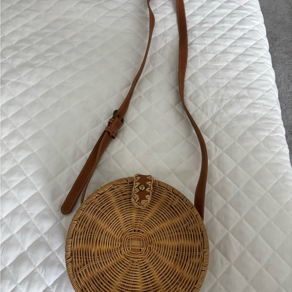 Universal Thread Brown Round Woven Crossbody Bag - image 1